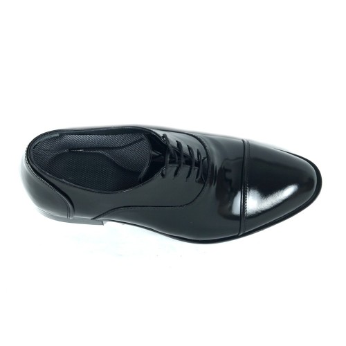 Klasik Gizli Topuklu Siyah Hakiki Rugan Deri Boy Uzatan Ayakkabı 2