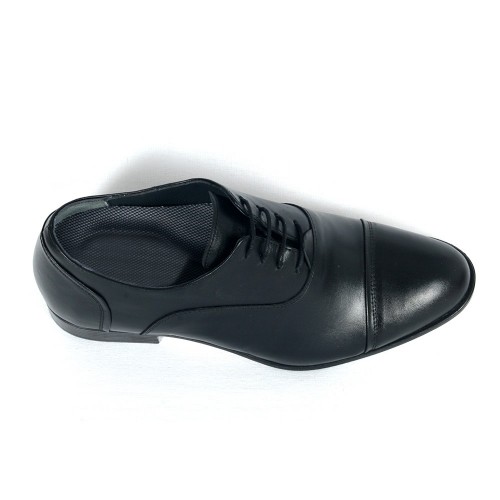 Klasik Gizli Topuklu Mat Siyah Hakiki Deri Boy Uzatan Ayakkabı 2