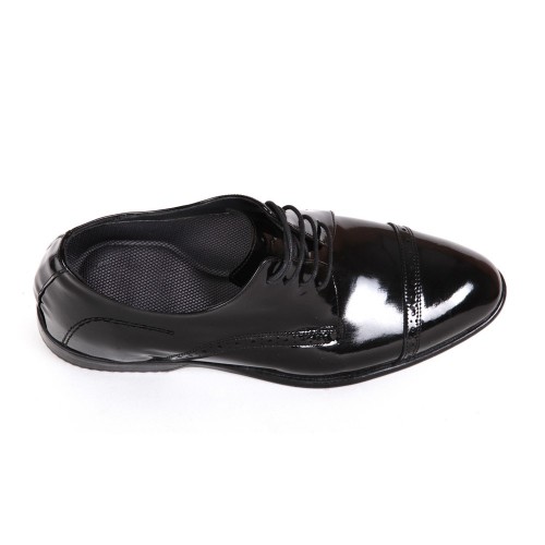 Klasik Gizli Topuklu Siyah Hakiki Rugan Deri Boy Uzatan Ayakkabı 2